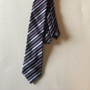 Dockers Maroon Gray Striped 100% Silk Tie